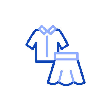 Vector icon of school uniform. School shirt for boys and skirt for girls. Can be used in educational apps, Back to School promotions and in advertising of school clothes stores and student dress codes