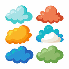 Several colorful clouds displayed against a white backdrop