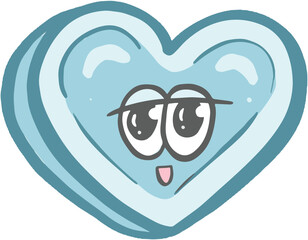 Cartoon Love Heart Sweet Kawaii Style Mascot Character with Funny Face