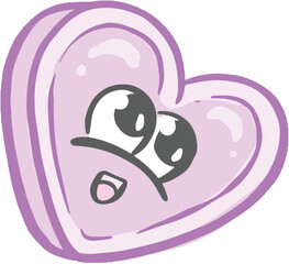 Cartoon Love Heart Sweet Kawaii Style Mascot Character with Funny Face