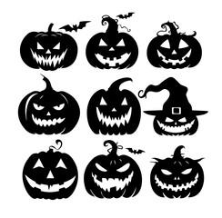 Obraz premium Spooky Pumpkin Silhouettes Collection vector