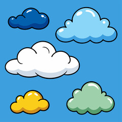Obraz premium Colorful cartoon clouds floating on a beautiful blue background under the sky