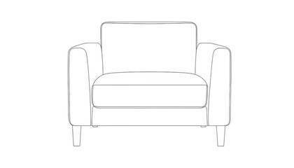 Editable Stroke Sofa Icon: Modern Flat Style 