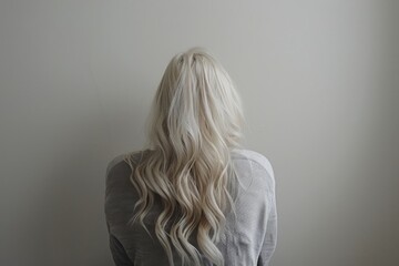 Naklejka premium Mysterious portrait of a woman with long silver hair capturing an enigmatic and intriguing atmosphere