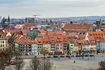 The old city center of the cathedral square in Erfurt