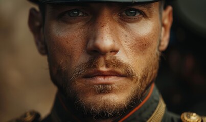 Fototapeta premium Man with a military uniform, looking honorable