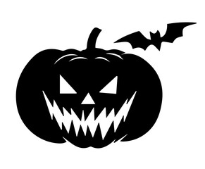 Bat And Pumpkin Silhouette vector