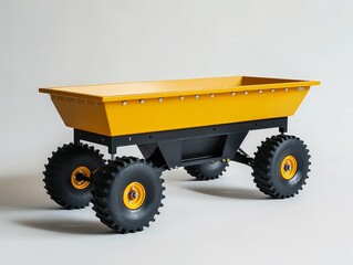 Obraz premium A handheld fertilizer spreader, positioned on a white surface to highlight its role in evenly distributing fertilizers on fields. 