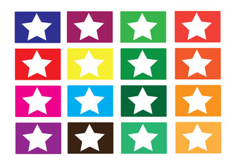 Twelve colors star set icons.Vector illustration.