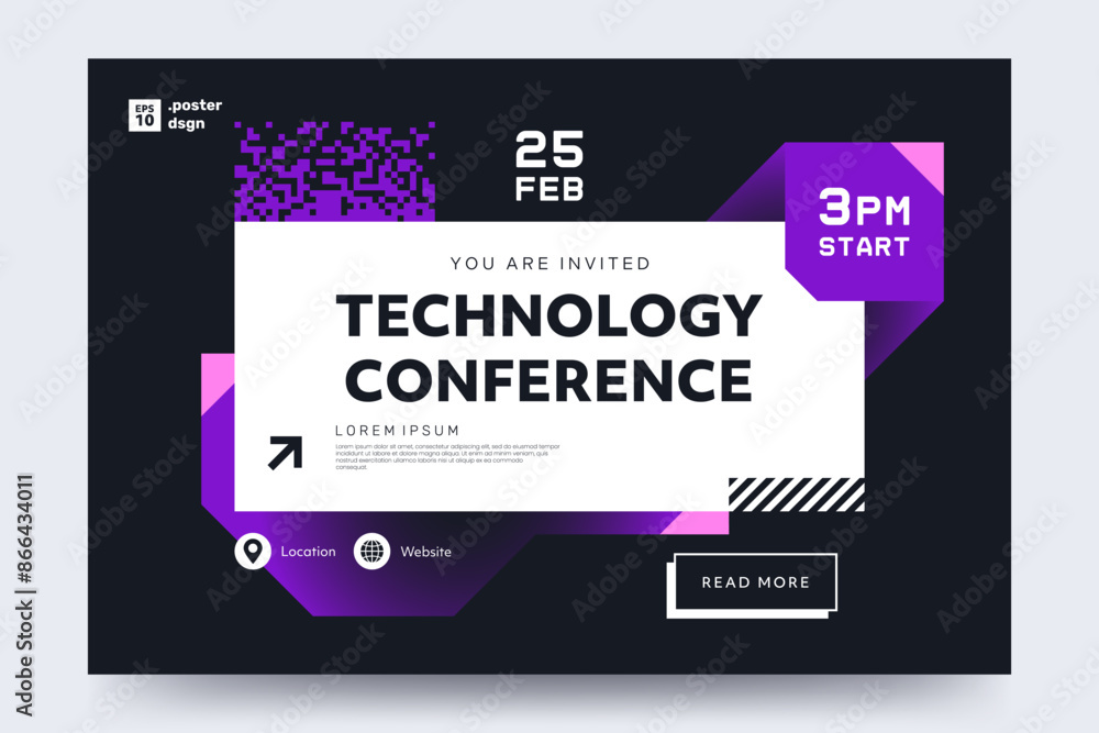 Aufkleber technology conference event invitation template. creative geometric abstract futuristic background w