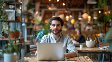 Fototapeta premium Businessperson Engaged in Work in Collaborative and Modern Co working Space