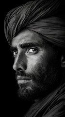 Fototapeta premium Saudi Arabian man with a turban, looking wise and composed