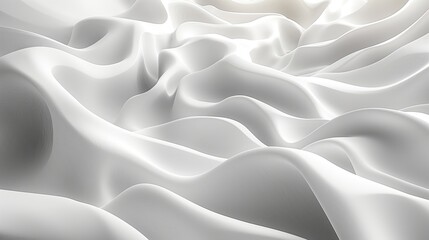 Obraz premium Abstract 3D Render of Smooth Flowing White Fabric-Like Shapes in Monochrome