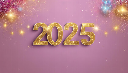 A glittery background with the number 2025 written in gold letters