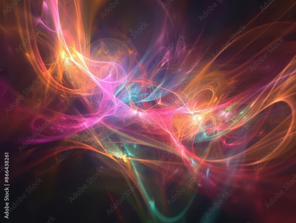 Poster abstract light patterns ethereal luminous background digital art