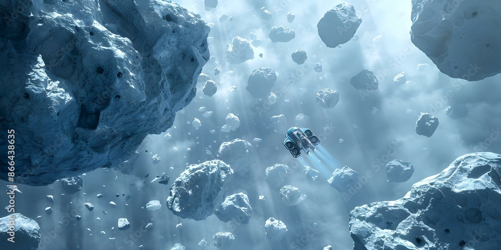 Aufkleber navigating an asteroid field with skill and bravery a pilot's daring journey. concept space explorat