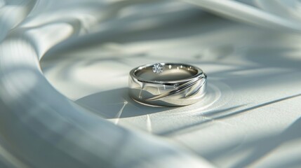 Diamond Ring on a Fabric Background