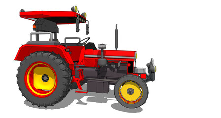 tractor graphic sketch 3d illustration