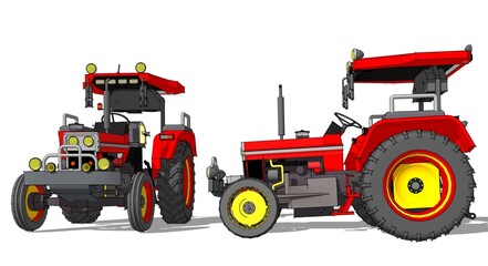 tractor graphic sketch 3d illustration