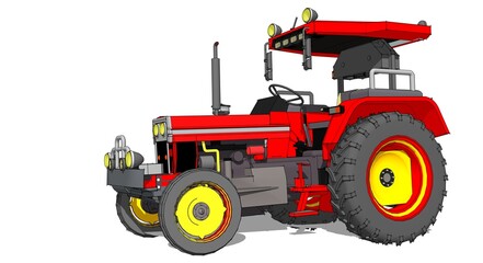 tractor graphic sketch 3d illustration