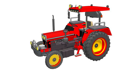 tractor graphic sketch 3d illustration