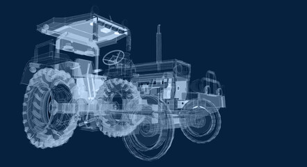 tractor graphic sketch 3d illustration