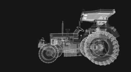 tractor graphic sketch 3d illustration