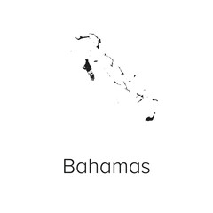 Bahamas Map Vector Illustration - Silhouette, Outline, Bahamas Travel and Tourism Map