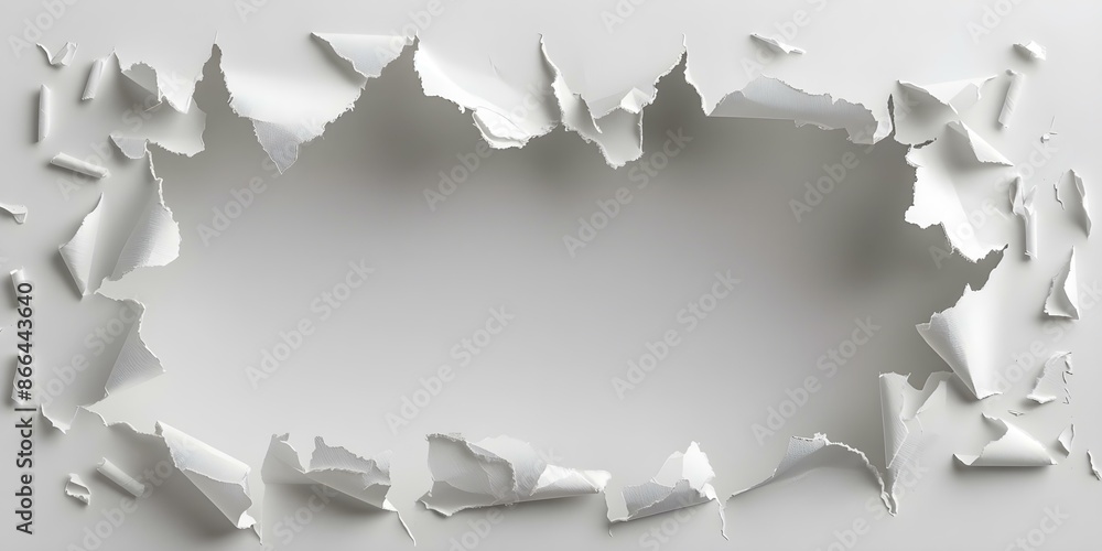 Aufkleber dramatic textured composition created with torn paper scraps and punched holes. concept textured com