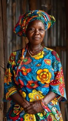 Fototapeta premium Middle-aged Nigerian woman with a colorful dress