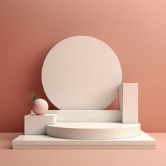 podium with pink background