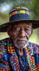 Fototapeta premium Elderly South African man with a traditional hat