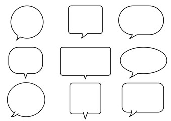 Obraz premium 吹き出し 線画 セリフ モノクロ 右向き 素材