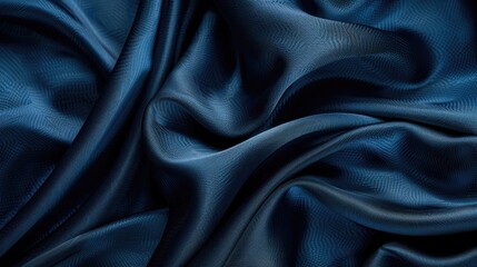 Obraz premium Navy blue silk texture and product display in studio photography