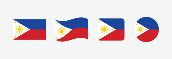 Vector Philippines flag. Set of Philippines Flags Collection. 
