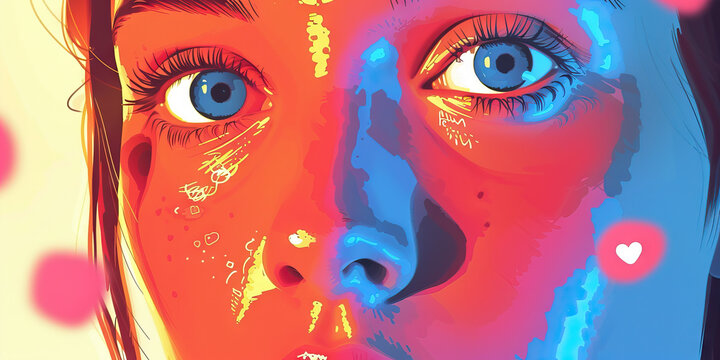 Social Media Influence: Images illustrating the impact of social media on self-esteem and mental health, portraying both positive and negative aspects