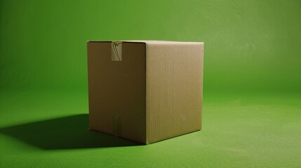 a cardboard box on a green background