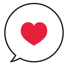ハート　吹き出し　枠　アイコン　イラスト　赤　右向き