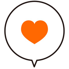 ハート　吹き出し　枠　アイコン　イラスト　オレンジ