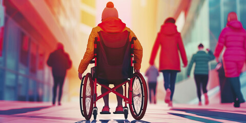 Disability Rights: Images portraying the challenges faced by people with disabilities in accessing public spaces and services, advocating for inclusivity and accessibility