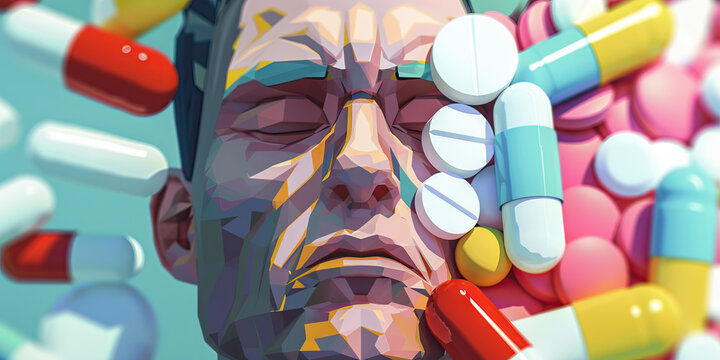 Substance abuse. Pills and death and addiction medication drugs.