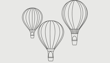 Obraz premium Hand Drawn Hot Air Balloons Outline Vector Illustration