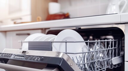 Stainless Steel Dishwasher with Clean Plates