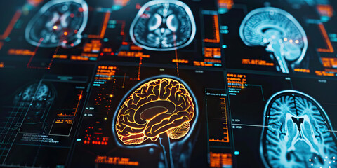 Neuroscience Study: Brain scans showing activity in different regions of the brain during a cognitive task