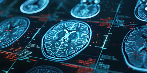 Neuroscience Study: Brain scans showing activity in different regions of the brain during a cognitive task