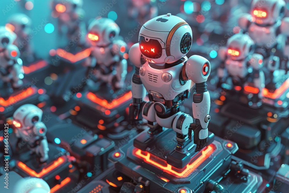 Poster the cuttingedge futuristic robotic assembly line with advanced technology and automated manufacturin