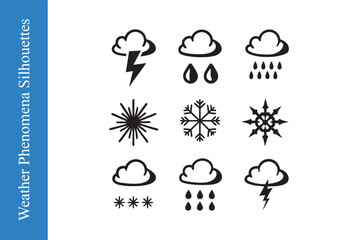 Obraz premium Weather phenomena silhouettes depicting raindrops