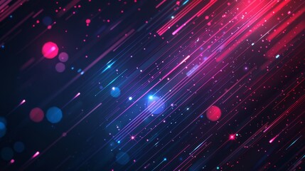 Obraz premium Abstract background with glowing neon lines and bokeh lights. Concept of technology, energy, futuristic, and digital art.