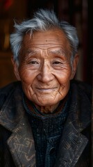 Chinese elderly man with a wise smile