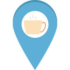Coffee location vector icon in the flat style 
